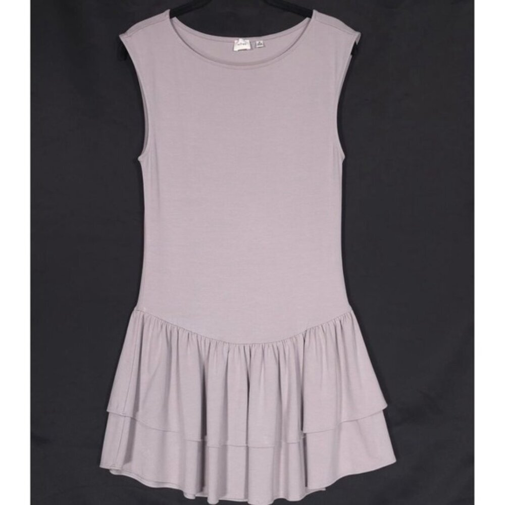 Aritzia Wilfred Goodlux Bloomsbury Mini Dress MEDIUM Ruffled Gray Sleeveless - Picture 2 of 12